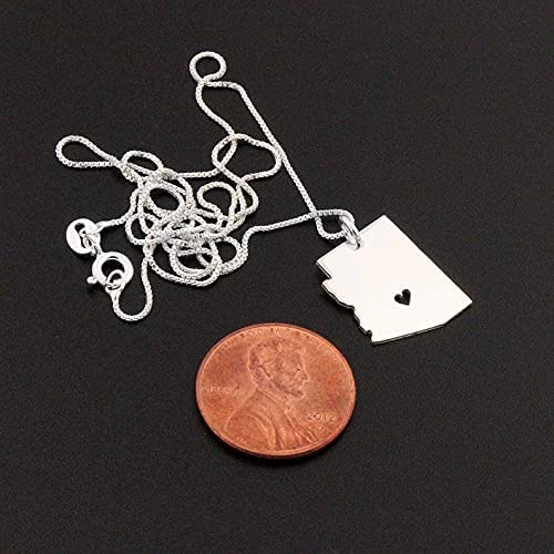 Arizona Necklace Personalized Engravable Arizona State Necklace Sterling Silver With Heart - Hometown Name Necklace Love Arizona #TOP2