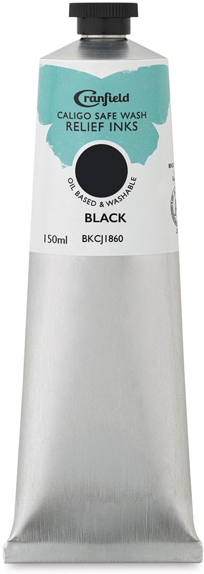 Cranfield Colours Caligo Safe Wash Relief Ink, Artist Oil-based and Washable Printmaking Inks, Black, 150 Milliliter Tube