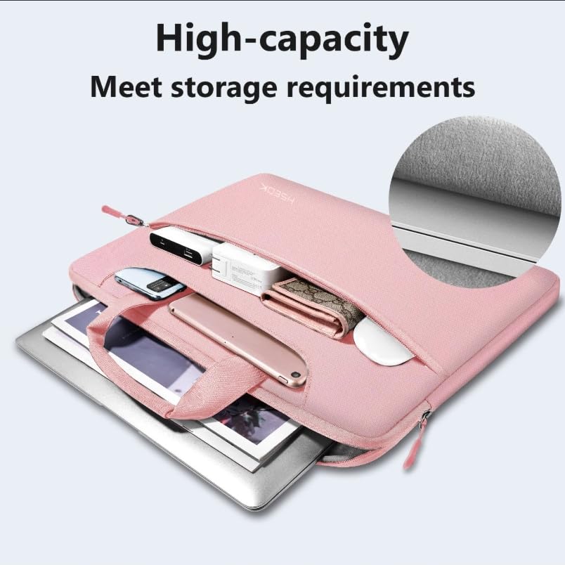 Image of Hseok Laptop Shoulder Bag 15 15.6 16 Inch Briefcase,Compatible MacBook Pro /Neo 16 inch,MacBook Air /Pro 15,XPS 15 /16 and most 15.6-16 and Most 15-16 Notebooks,Spill-Resistant Handbag,Pink