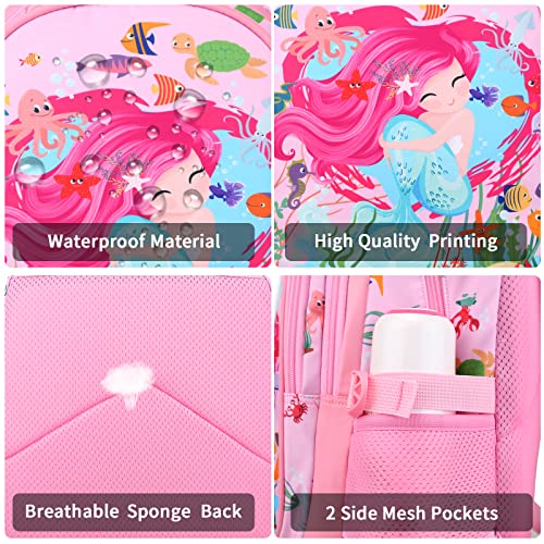 Wisiley Backpack For Girls/Boys, 16 Inch Mermaid Kids Backpack For Elementary Students, Waterproof Preschool School Bag Toddler Backpack With Adjustable Padded Straps #TOP4