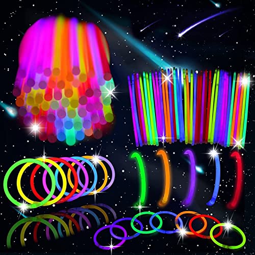 SKY-TOUCH Glow in the Dark Glow Sticks Party Supplies 100 Pieces per Set Multi-Colored for Fun and Cool Games - Bracelet and Necklaces for Glowing Party Decorations