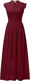 Damen Spitzenkleid Elegant Abendkleider Hochzeit Abendkleider Maxi Cocktailkleid V-Ausschnitt Spitzen Brautjunferkleid