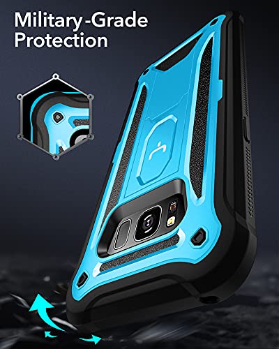 Youmaker Kickstand Case For Galaxy S8, Full Body With Built-In Screen Protector Heavy Duty Protection Shockproof Rugged Cover For Samsung Galaxy S8 5.8 Inch - Blue/Black #TOP3