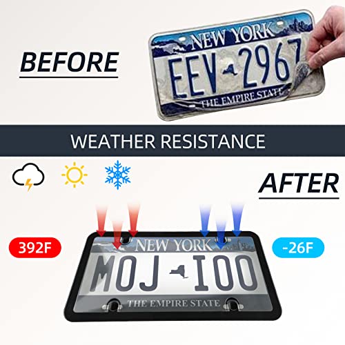 2 Pack Smoked Car License Plate Covers Frame Shield Combo - Unbreakable Tinted Cover Novelty Fits All Standard US Plates,Bubble Design License Plate Holder with Screws & Caps(Gray) - Thumbnail 4