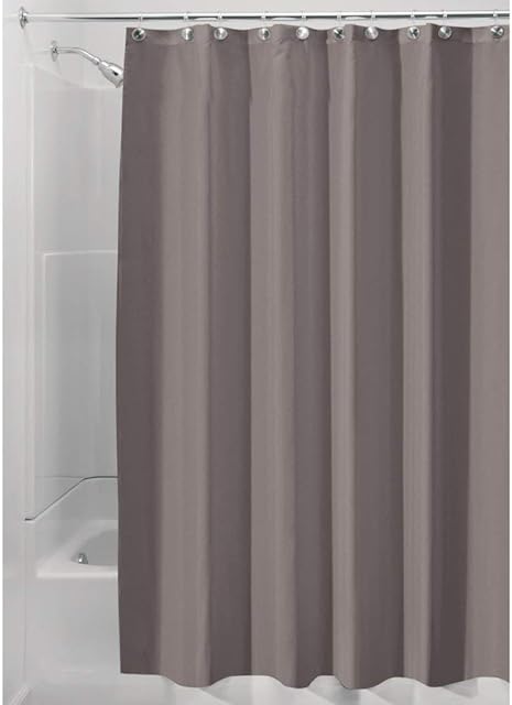 iDesign Waterproof Shower Curtain, Long Shower Curtain Made of Polyester, Stylish and Functional Shower Liner for Bathroom, Taupe