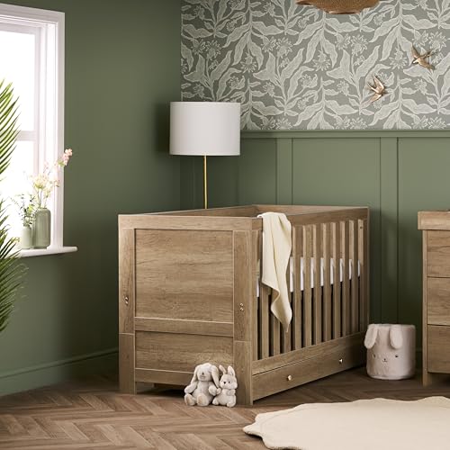Image of Obaby Nika Under Drawer 140 x 70cm – Oak Cot Bed Storage Drawer with Castors
