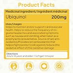 Ubiquinol 200mg – Forme active CoQ10 Coenzyme Q10 Supplément – Soutient la santé cardiovasculaire, la prévention de la migraine & Défense antioxydante – 90 Des softgels (3-Month Approvisionnement) – NPN 80148982