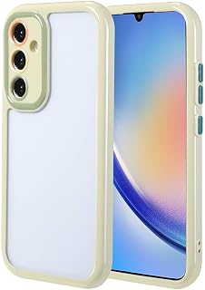 Elfia Samsung Galaxy A34 ile Uyumlu Silikon Kamera Korumalı Çerçevesi Renkli Kılıf, Vitamin Yeşil