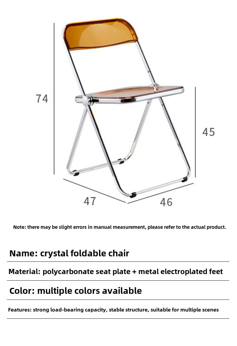 Moderner faltbarer Acryl-Stuhl mit Metallrahmen, ergonomische Mehrzweck-Sitzlösung (silberfarbenes Gestell, transparente Tee-Nudeln, Spurstangen-Version)