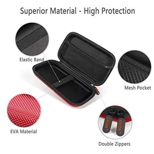 Image of External Hard Drive Case - GLCON Shockproof EVA Carrying Case for WD My Passport Element Seagate Expansion Backup Toshiba 1TB 2TB 4TB - High Protection Portable Travel Electronic Power Bank Bag (Red) | Fits WD My Passport, Seagate, Toshiba, 1TB 2TB 4TB, Power Bank, Portable Electronic Organizer