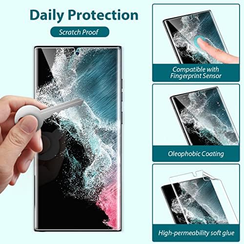 EGV 3 Packs Flexible Screen Protector Compatible for Galaxy S22 Ultra 5G, Full Coverage 3D Curved Soft TPU Screen Film, Thin Screen Protector, Bubble Free Installation with Alignment Tool (6.8 inch)