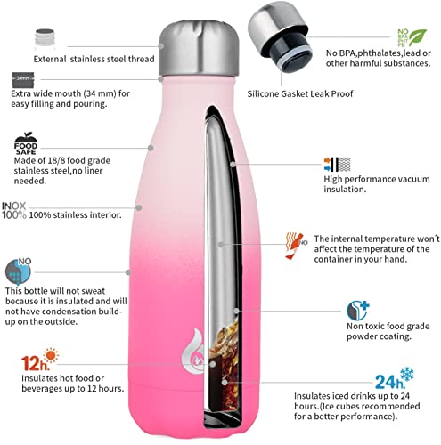 Image of BJPKPK 12oz Water Bottles Stainless Steel Insulated Water Bottle Keep Cold and Hot Thermal,Cherry Blossom