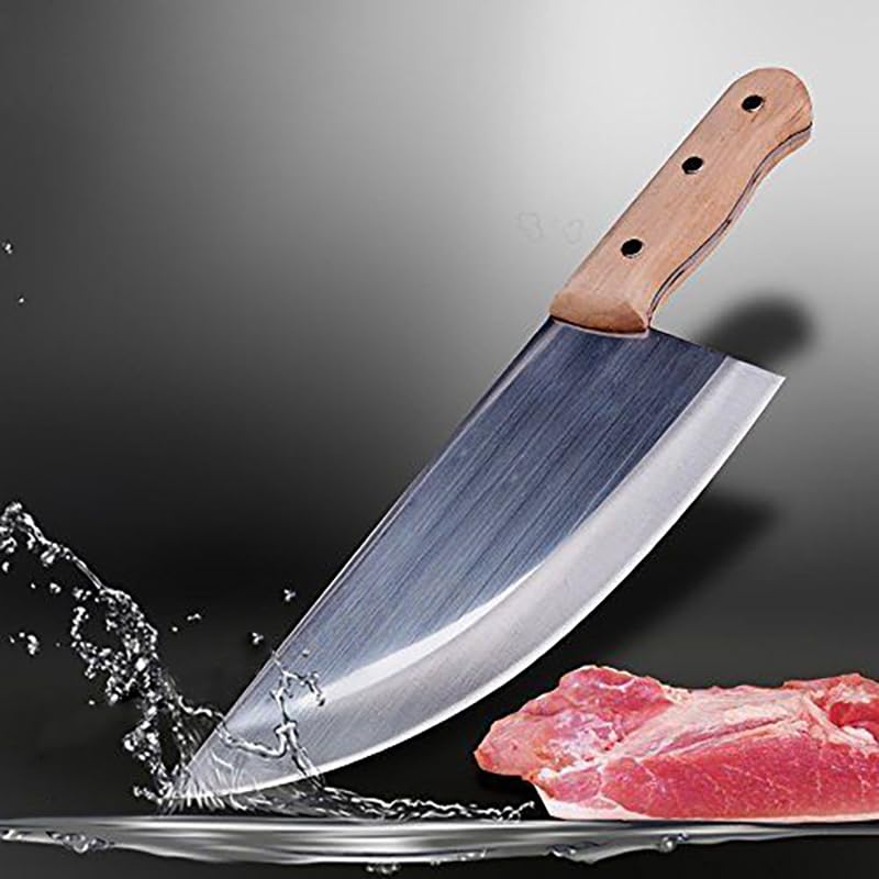 Image of Machado Forging Serbian Chef Knife Set - 12 inch Full Tang High Carbon Clad Steel Butcher Cleaver with Knife Sharpener - Perfect for Vegetables, Fish, Meat - Ideal for Kitchen, Hotel, Restaurant
