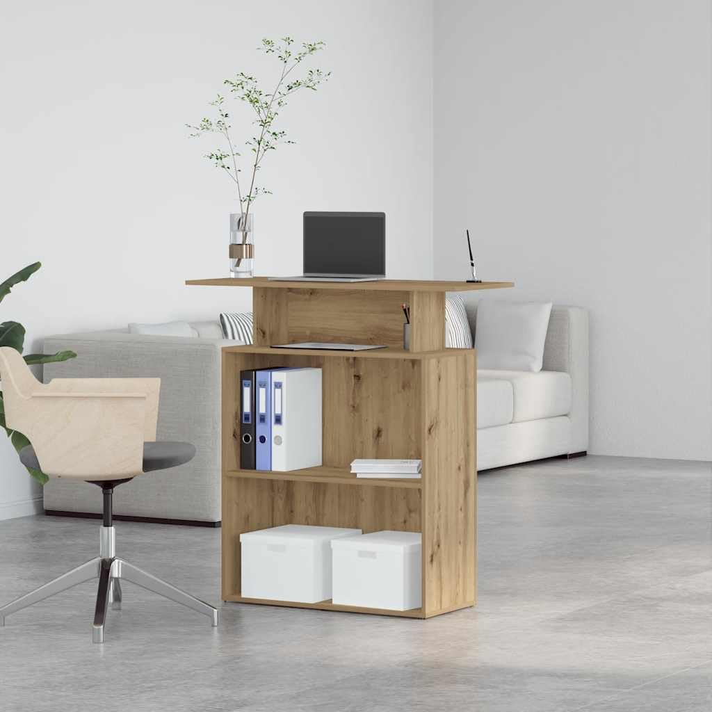 Empfangstresen, handgefertigtes Eichenholz, 100 x 40 x 104 cm, mit Ablagefläche, vielseitig einsetzbar für Büro, Hotellobby, Klinik, robust und platzsparend