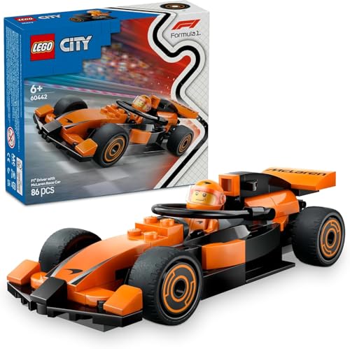 City F1 Boxe e Crew con Giocattolo Auto Ferrari + Pilota F1 con Minifigura Pilota di Auto da Corsa McLaren per Ragazzi e Ragazze o Fan di Motorsport Adulti 60443 + 60442 - Lego - Immagine 2