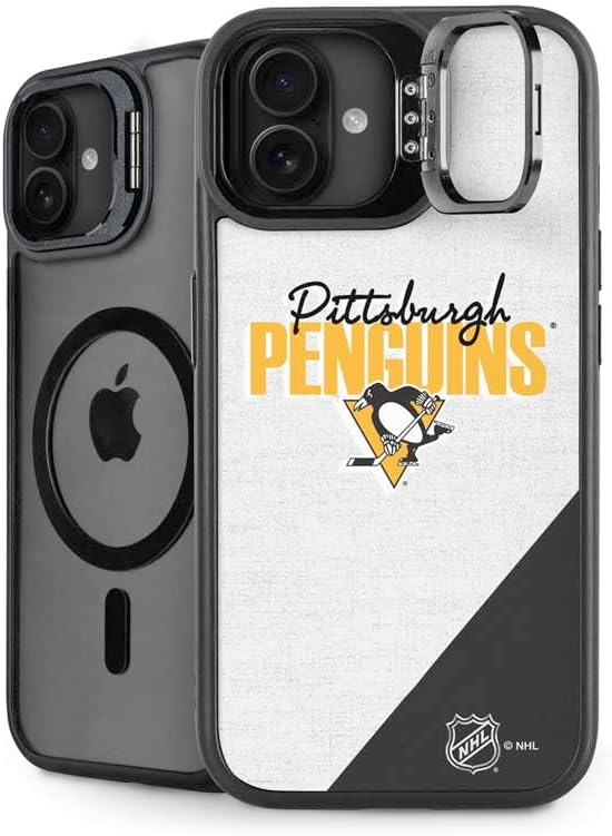 Skinit Kickstand Phone Case Compatible with iPhone 16 - Officially Licensed NHL Pittsburgh Penguins Lineup Design