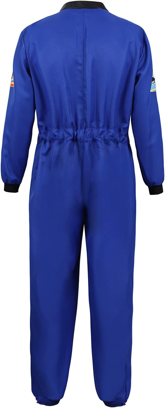 Mens Astronaut Costume Spaceman Suit Pilot Flight Suit Prisoner Jumpsuit Halloween Adult Costumes