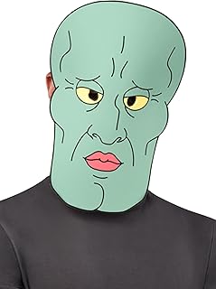 Rubies Men's SpongeBob SquarePants Handsome Squidward Foam Mask, As Shown, One Size