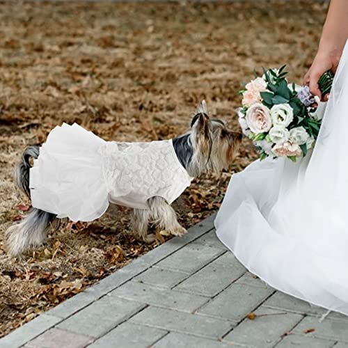 ASENKU Vestido de cachorro para casamento, vestido de princesa de renda para animais de estimação co