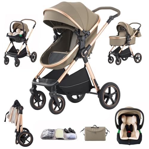 Shineey kinderwagen 3 in 1 Buggy Babybett Komplett Set Einem Klick...