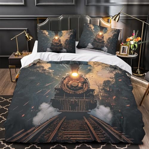 Train à Vapeur parure de lit 3d pour décorer une chambre d'enfant avec couette 200x200