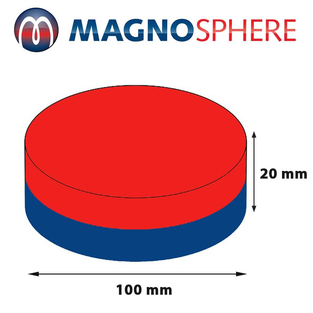 Magnes krążkowy, okrągły magnes neodymowy (NdFeB) – rozmiar i liczba sztuk do wyboru – siła przyczepności do 750 kg – silne tarcze magnetyczne do przemysłu i domu, rozmiar/liczba sztuk: Ø 100 x 20 mm | udźwig 440 kg