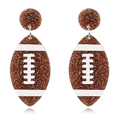 Handmade Lightweight Acrylic Football Baseball Rugby Basketball Dangle Drop Earrings for Women Jewelry Gift