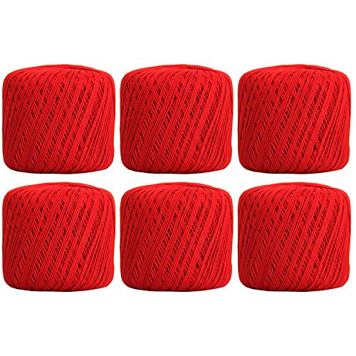 Image of ThreadArt 100% Cotton Crochet Thread Size 3, 6 Ball Pack, Red 12 | Soft pure cotton crochet thread for lace, doilies, amigurumi and crafts. Smooth finish with crisp stitch definition.