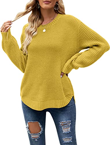 Image of MEROKEETY Women's Fall Long Sleeve Waffle Knit Oversized Sweater