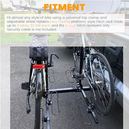 Image of ECOTRIC Rack Hitch Mounted 4 Bikes Platform Style Foldable Bicycles Carrier