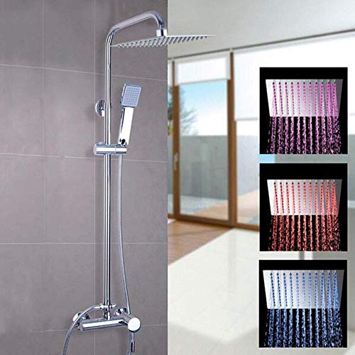 Ensemble de douche LED en laiton chrome avec robinet cascade et douchette ABS pour salle de bain