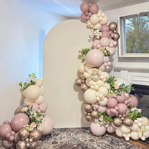 Image of Dusty Pink Beige Balloons, 60 Pcs 12 Inch Pink Sand White Balloons, Metallic Gold Nude Cream Balloon for Girls Women Birthday Pastel Bridal Shower Boho Wedding Baby Shower Engagement Party Decoration