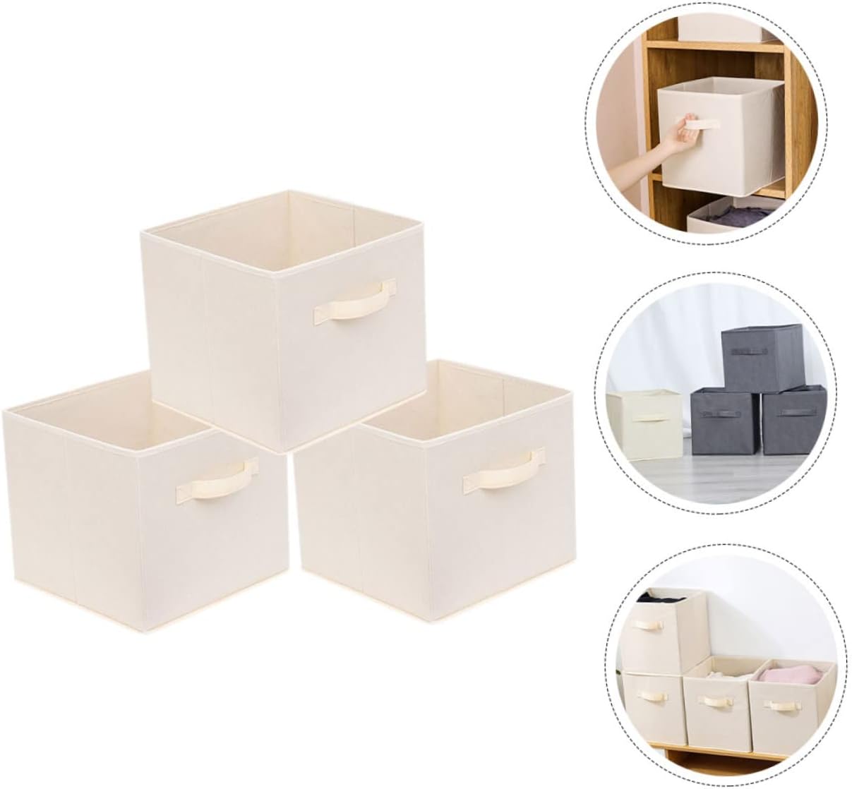 Happyyami 3Pcs Storage Box for Organizing Clothes Sundries Non Woven Containers Without Cover for Bedroom Laundry Bathroom Entrance