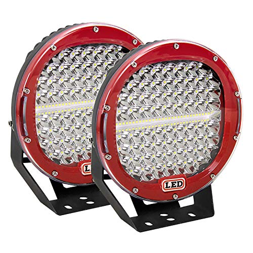 Barra de luz LED de 9 pulgadas redonda y roja de 294W para camiones y todoterrenos AUXTINGS