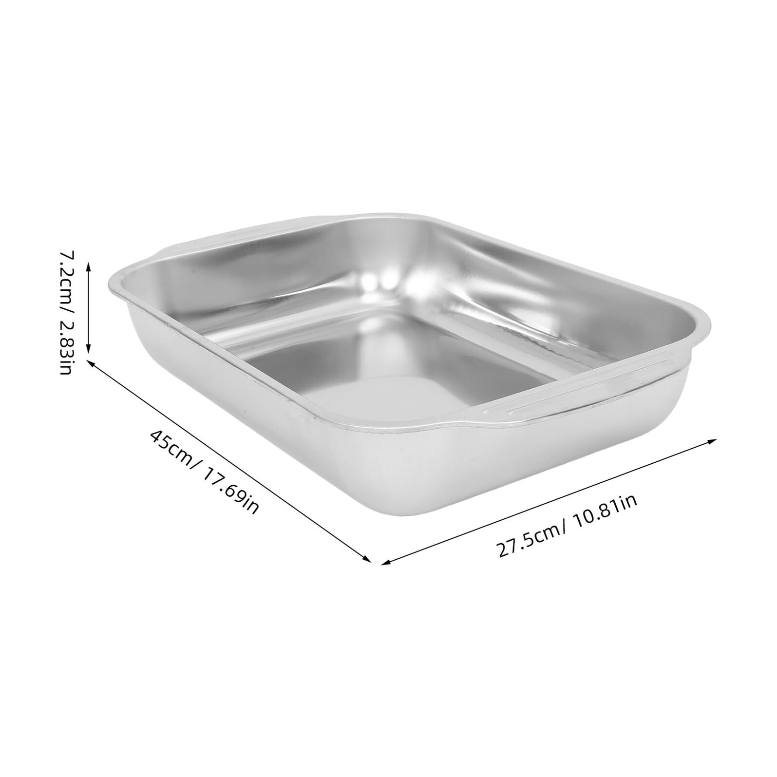 Teglia per Arrosti in Acciaio Resistente Rettangolare Profonda 45X27X8 CM con Bordi Anti Fuoriuscita Compatibile Piani Cottura a Induzione per Pesce Carne e Verdure in Grandi