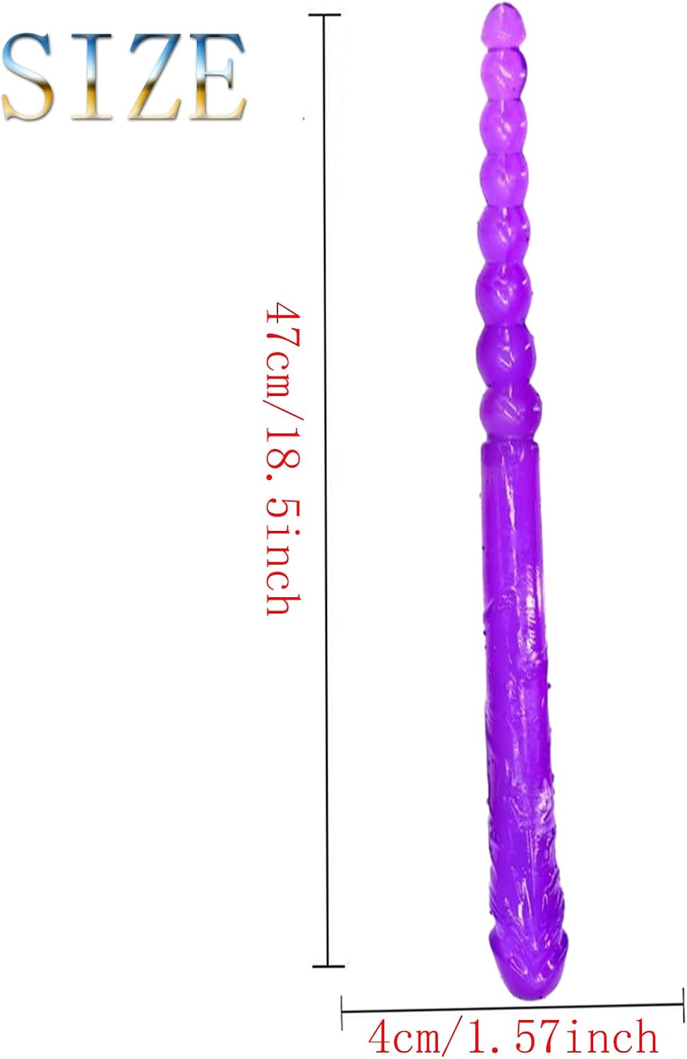 Double Ended Dildo,Realistic Penis and Beads Flexible Double Dong Adult Sex Toys 18.5 inch Dong Anal Beads with Veins and Glans for Anal Vagina Stimulation Double Side Penis Sex Toy for Men Women