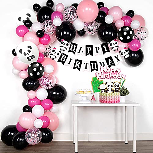 Laventy 28 Pcs Panda Birthday Decoration For Girl Panda Birthday Balloon Panda Birthday Party Supplies For Girl Panda Cake Decoration Panda Birthday Banner For Girl #TOP3