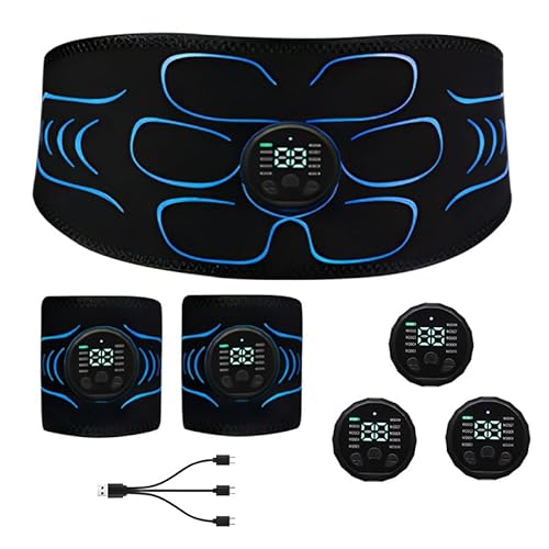 EMS腹筋ベルト 腹筋トレーニング 筋トレ ベルト ジェル不要 USBケーブル付き 腕ベルト ダイエット 30段階強度自由調整 運動マシン 腹筋パッド 液晶表示 EMSトレーニング 男女兼用 プレゼント トレーニングマシーン ブルー