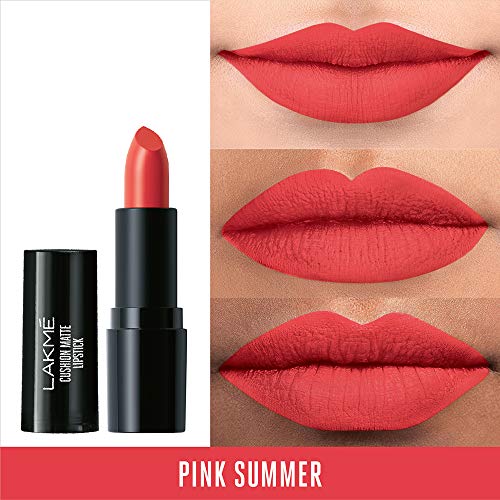 Image of Lakme Cushion Matte Lipstick, Pink Summer, 4.5 g