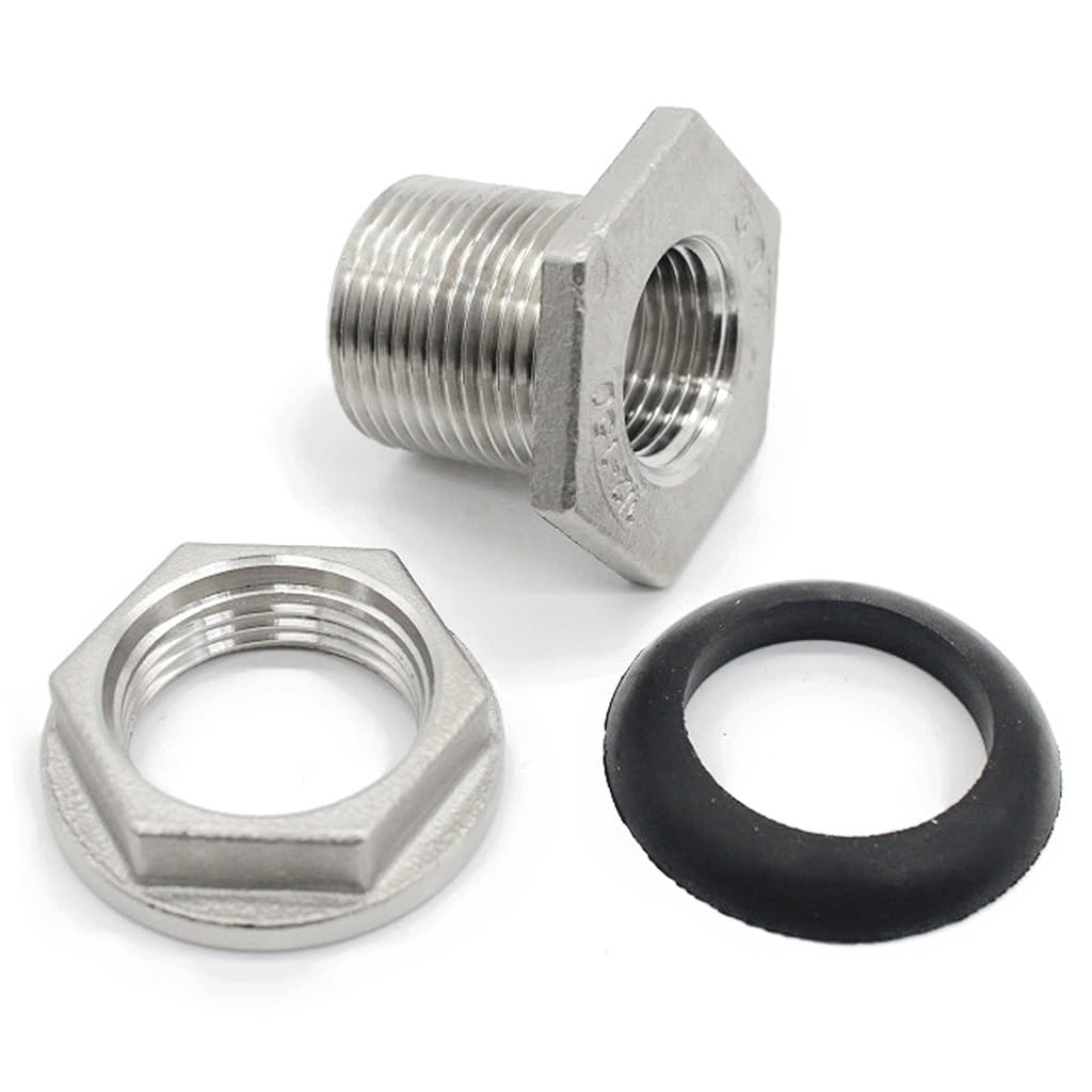 Water Tank Connector Stainless Steel, BSP Female Thread Bulkhead Water Tank Connector Stainless Steel Adapter Fitting(DN50)