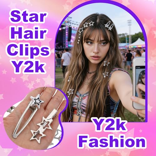 24 Pzas Pinzas de Estrella Plateada para Cabello miniatura 3