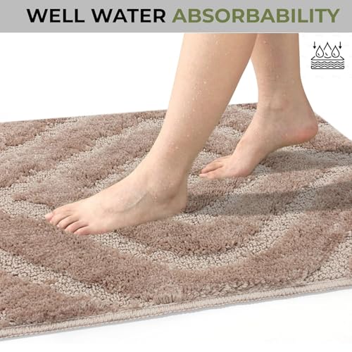 Image of Luxe Home Bath Mat Super Soft Microfiber Non Slip Scotland Diamond Bathroom mats Water soak Washable Doormat for Home, Bedroom, Living Room (38x58 cm, Beige) Pack of 1