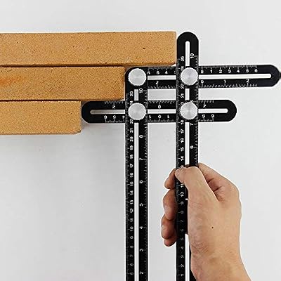 Six-Sided Aluminum Alloy Angle Measuring Tool - Full Metal Measuring Ruler Layout Tool for Handymen, Builders, DIY Carpenters, Craftsmen