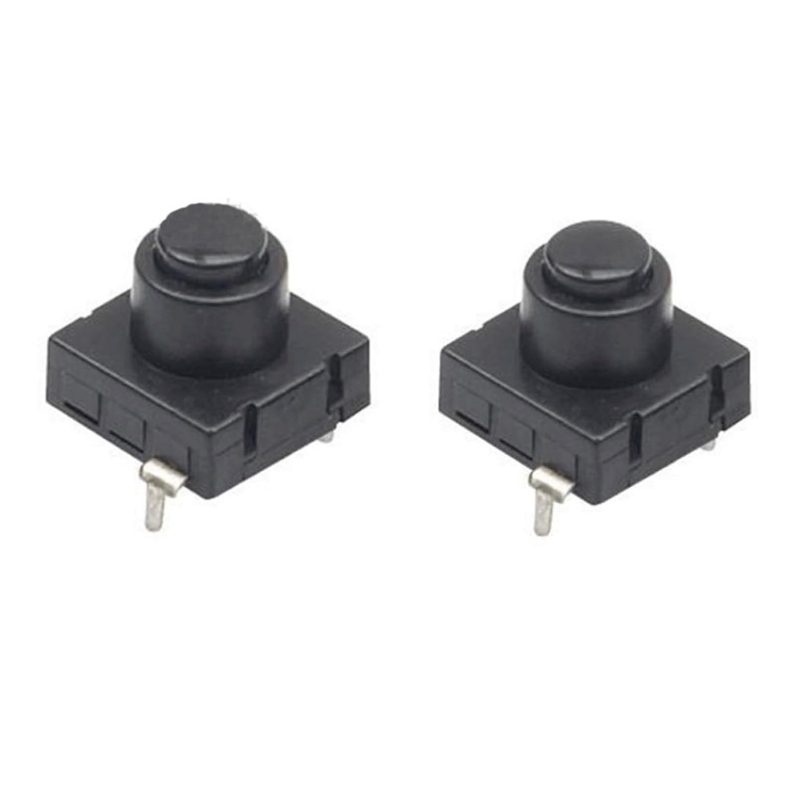 Interruptores de botón de 12x12 mm con autobloqueo de 2 pines negros para linternas pack de 6