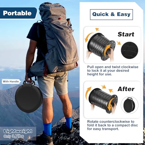 Camp Toilet for Adults, Retractable Portable Travel Toilet for Camping with Paper Holder and Lid, Porta Potty Adjustable Height for Travel, Car, RV, Road Trips, baos portatiles para adultos