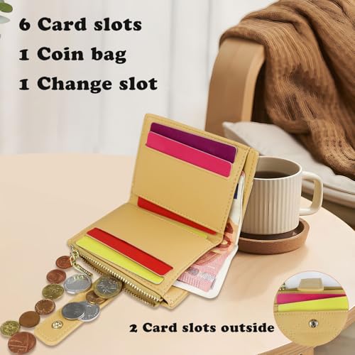 WishLotus Small Wallets for Woman, Fashion PU Leather Card Holder Wallet with Snap and Zipper for Closure 8 Card Slot Bifold Wallets for Dating Traveling Shopping (Black)4