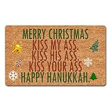 Funny Welcome Entrance Way Indoor Doormat Front Porch Decor Mat 18"(W) x 30"(L)Merry Christmas Happy