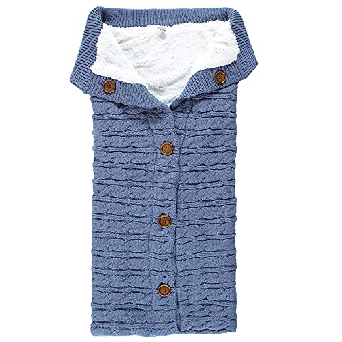 Hudson Baby Unisex Baby Sherpa Knitted Baby Lounge Stroller Wrap Sack, Coronet Blue, One Size