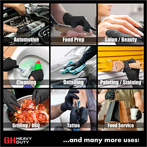 Gh Heavy Duty Diamond Textured Nitrile Gloves, All Purpose 6 Mil Thick Disposable Gloves, Latex & Powder Free, 50 Pack (Black), X-Large #TOP4