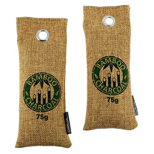 S SUMEX Dos Bolsas de 75 gr. Purificador y deshumidificador de carbón Activo de bambú, Zapatos, armarios, Coches, lavabos, cocinas etc. Producto Natural Que Ayuda a Eliminar también alérgenos y